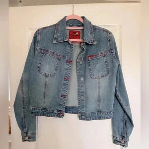 Vintage Turkish cotton jean  jacket with contrast stitching, RARE European find